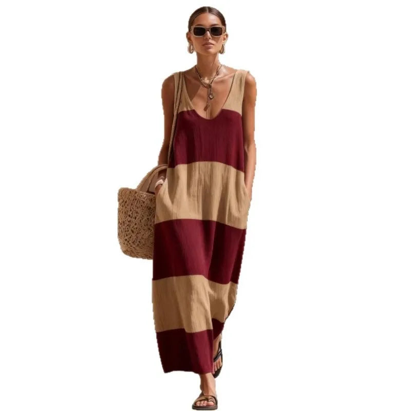 Flora Striped Sleeveless Maxi