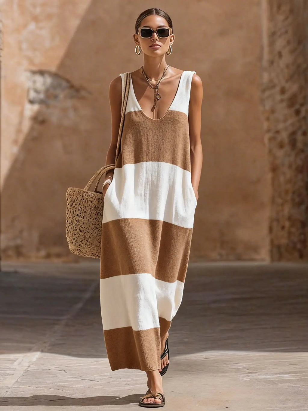 Flora Striped Sleeveless Maxi