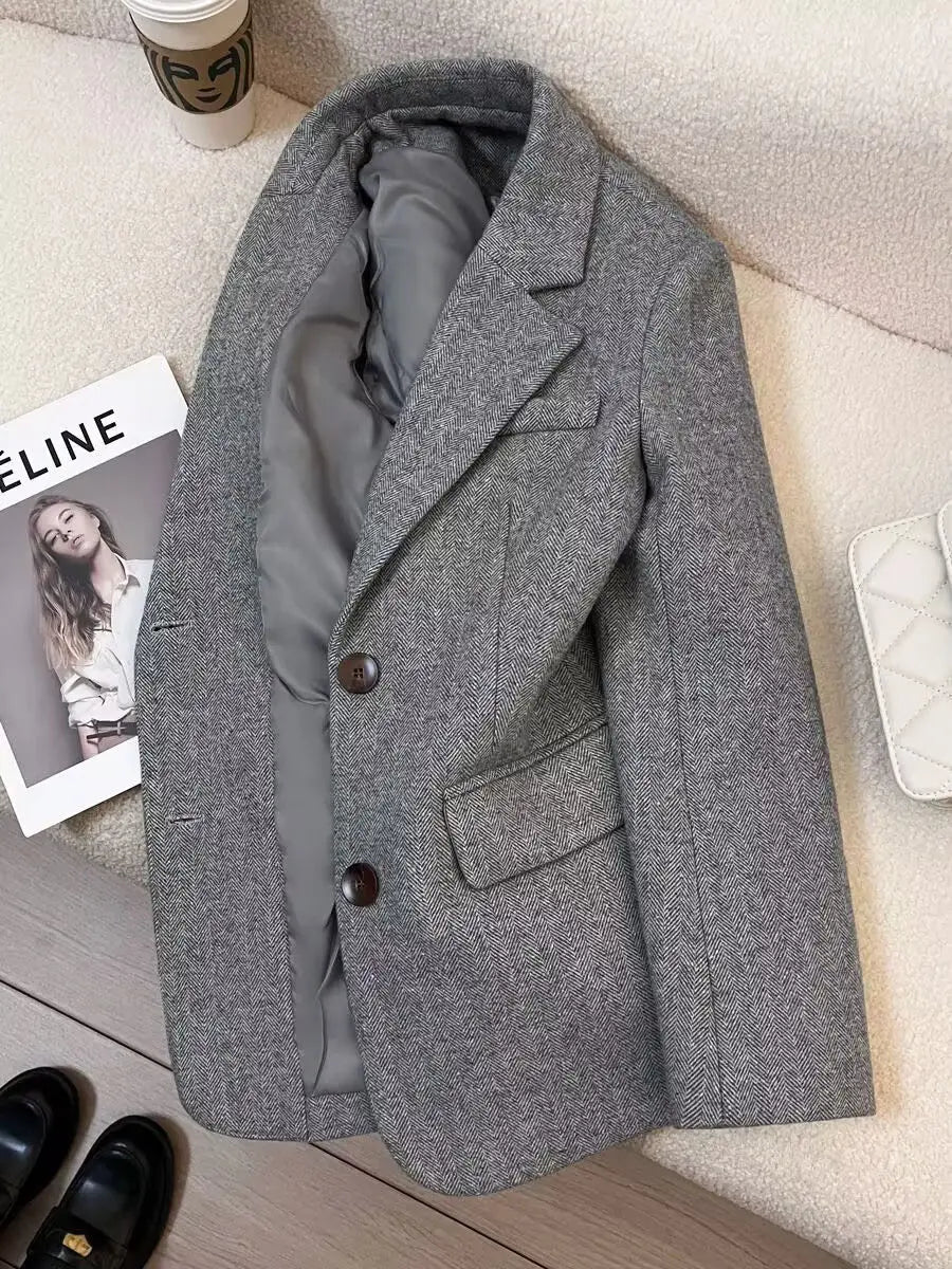Flora Grey Herringbone pattern