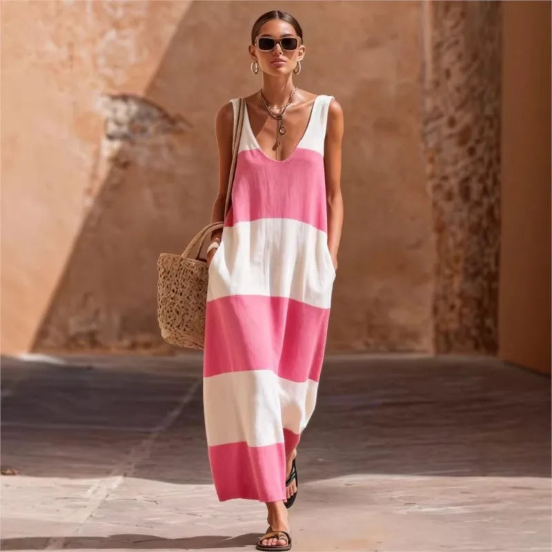 Flora Striped Sleeveless Maxi